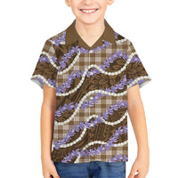 Brown Hawaii Palaka Honohono Pikake Family Matching Summer Maxi Dress and Hawaiian Shirt Hawaiian Orchid Lei Polynesian Pattern LT14 - Polynesian Pride