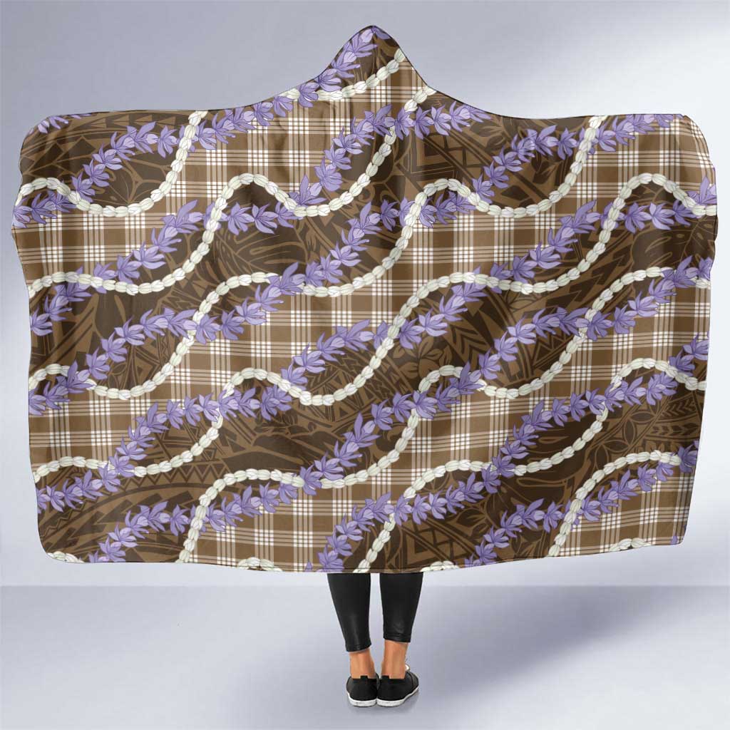 Brown Hawaii Palaka Honohono Pikake Hooded Blanket Hawaiian Orchid Lei Polynesian Pattern - Polynesian Pride
