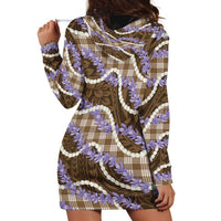 Brown Hawaii Palaka Honohono Pikake Hoodie Dress Hawaiian Orchid Lei Polynesian Pattern LT14 - Polynesian Pride