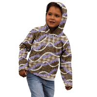 Brown Hawaii Palaka Honohono Pikake Kid Hoodie Hawaiian Orchid Lei Polynesian Pattern - Polynesian Pride