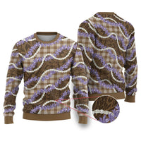 Brown Hawaii Palaka Honohono Pikake Ugly Christmas Sweater Hawaiian Orchid Lei Polynesian Pattern - Polynesian Pride