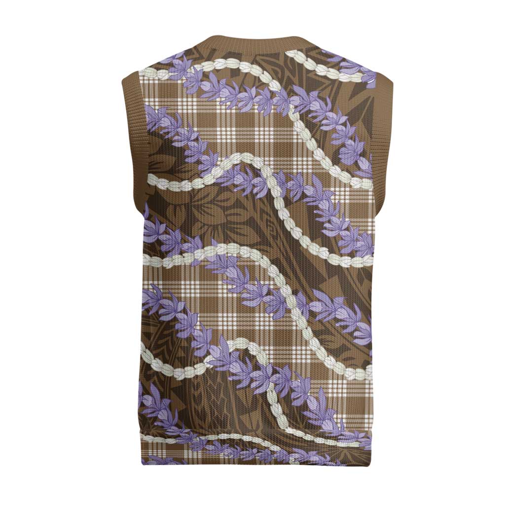 Brown Hawaii Palaka Honohono Pikake Christmas Knitted V-Neck Vest Hawaiian Orchid Lei Polynesian Pattern LT14 - Polynesian Pride