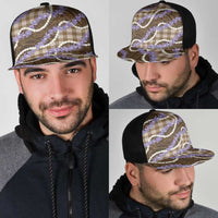 Brown Hawaii Palaka Honohono Pikake Mesh Trucker Cap Hawaiian Orchid Lei Polynesian Pattern - Polynesian Pride