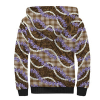 Brown Hawaii Palaka Honohono Pikake Sherpa Hoodie Hawaiian Orchid Lei Polynesian Pattern LT14 - Polynesian Pride