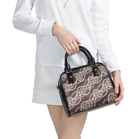 Brown Hawaii Palaka Honohono Pikake Shoulder Handbag Hawaiian Orchid Lei Polynesian Pattern - Polynesian Pride