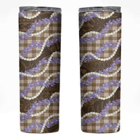 Brown Hawaii Palaka Honohono Pikake Skinny Tumbler Hawaiian Orchid Lei Polynesian Pattern LT14 Brown - Polynesian Pride