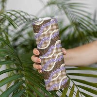 Brown Hawaii Palaka Honohono Pikake Skinny Tumbler Hawaiian Orchid Lei Polynesian Pattern LT14 - Polynesian Pride