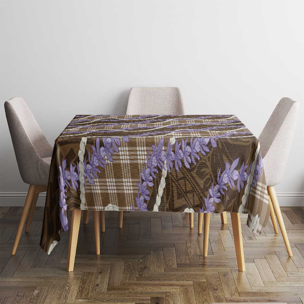 Brown Hawaii Palaka Honohono Pikake Tablecloth Hawaiian Orchid Lei Polynesian Pattern - Polynesian Pride