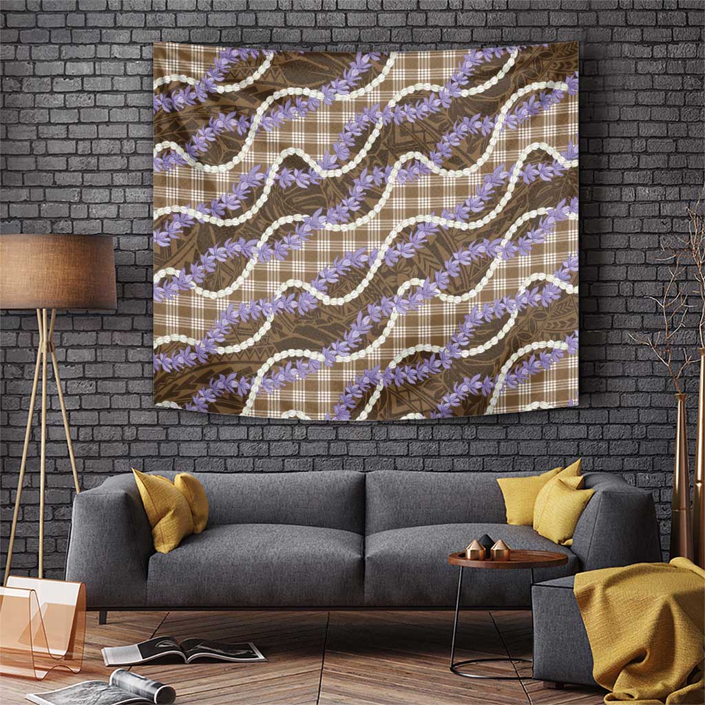 Brown Hawaii Palaka Honohono Pikake Tapestry Hawaiian Orchid Lei Polynesian Pattern - Polynesian Pride
