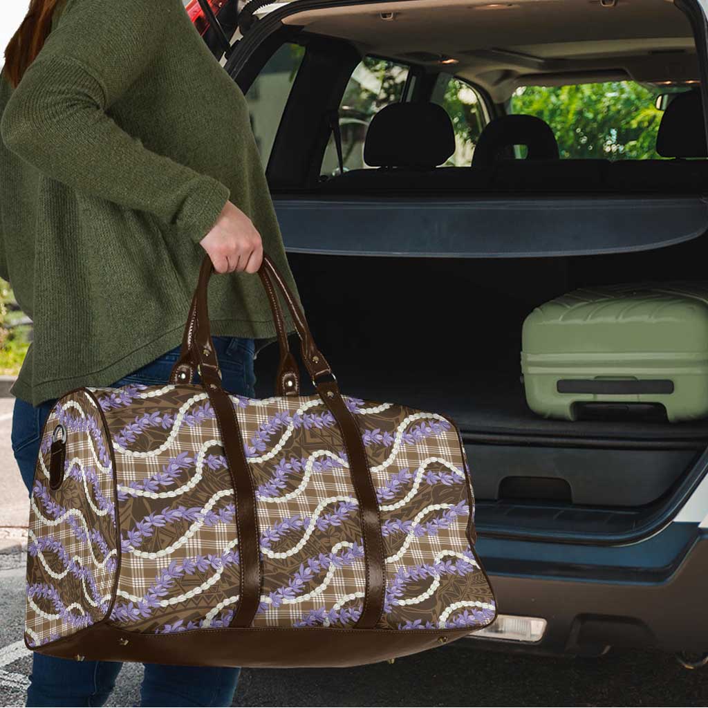 Brown Hawaii Palaka Honohono Pikake Travel Bag Hawaiian Orchid Lei Polynesian Pattern - Polynesian Pride