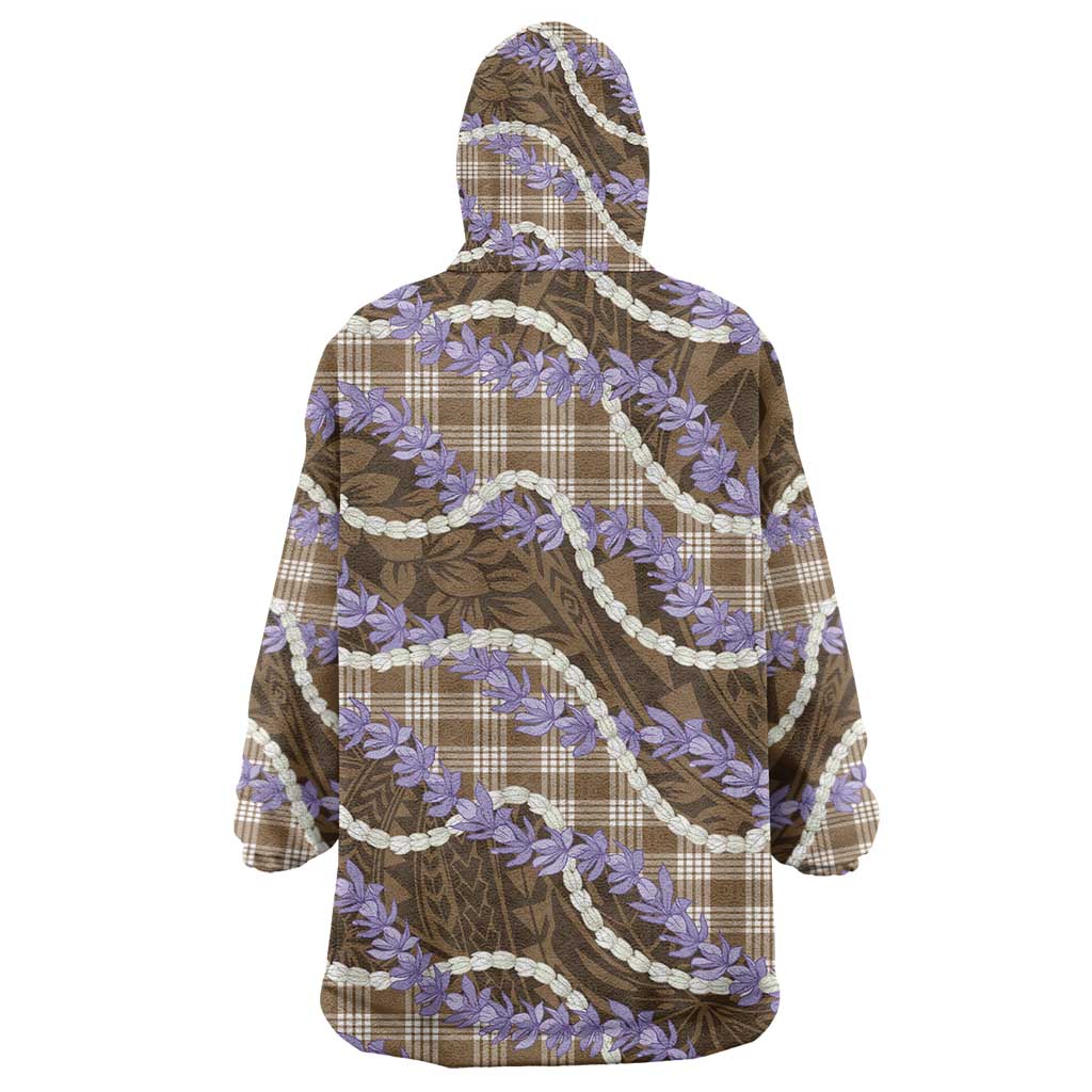 Brown Hawaii Palaka Honohono Pikake Wearable Blanket Hoodie Hawaiian Orchid Lei Polynesian Pattern LT14 - Polynesian Pride