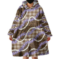 Brown Hawaii Palaka Honohono Pikake Wearable Blanket Hoodie Hawaiian Orchid Lei Polynesian Pattern LT14 - Polynesian Pride