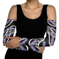 Black Hawaii Palaka Honohono Pikake Arm Sleeves Hawaiian Orchid Lei Polynesian Pattern - Polynesian Pride