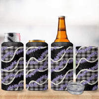 Black Hawaii Palaka Honohono Pikake 4 in 1 Can Cooler Tumbler Hawaiian Orchid Lei Polynesian Pattern LT14 - Polynesian Pride