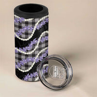 Black Hawaii Palaka Honohono Pikake 4 in 1 Can Cooler Tumbler Hawaiian Orchid Lei Polynesian Pattern LT14 - Polynesian Pride