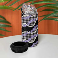 Black Hawaii Palaka Honohono Pikake 4 in 1 Can Cooler Tumbler Hawaiian Orchid Lei Polynesian Pattern LT14 - Polynesian Pride