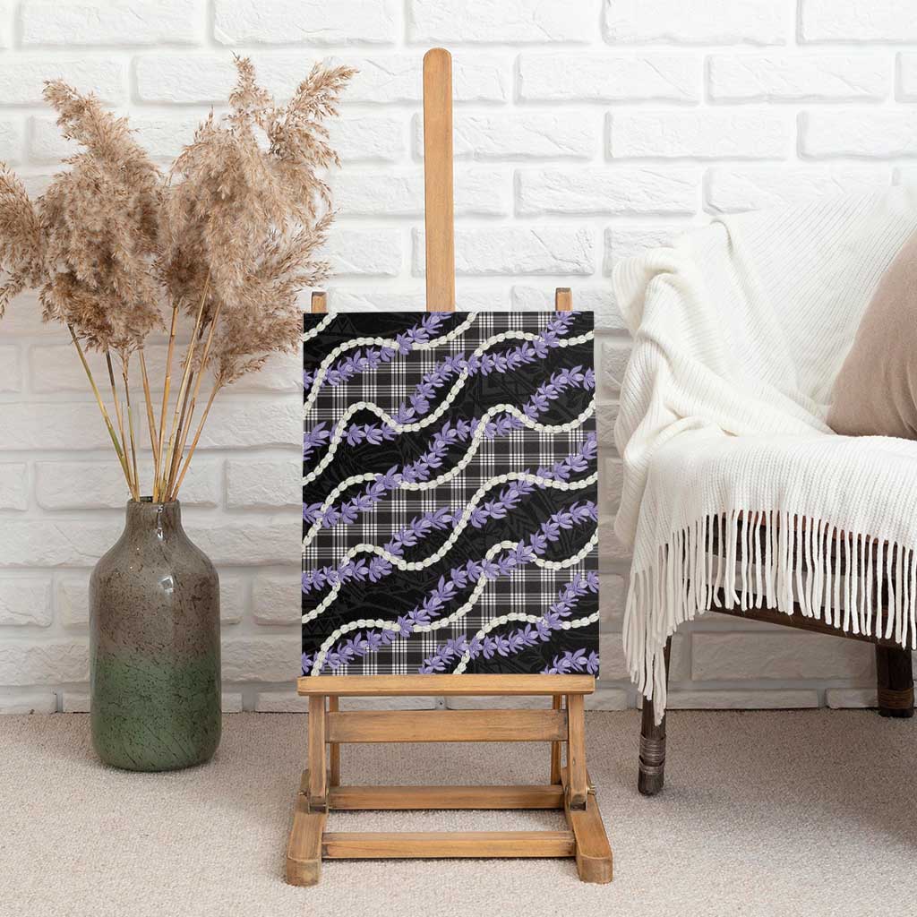 Black Hawaii Palaka Honohono Pikake Canvas Wall Art Hawaiian Orchid Lei Polynesian Pattern - Polynesian Pride