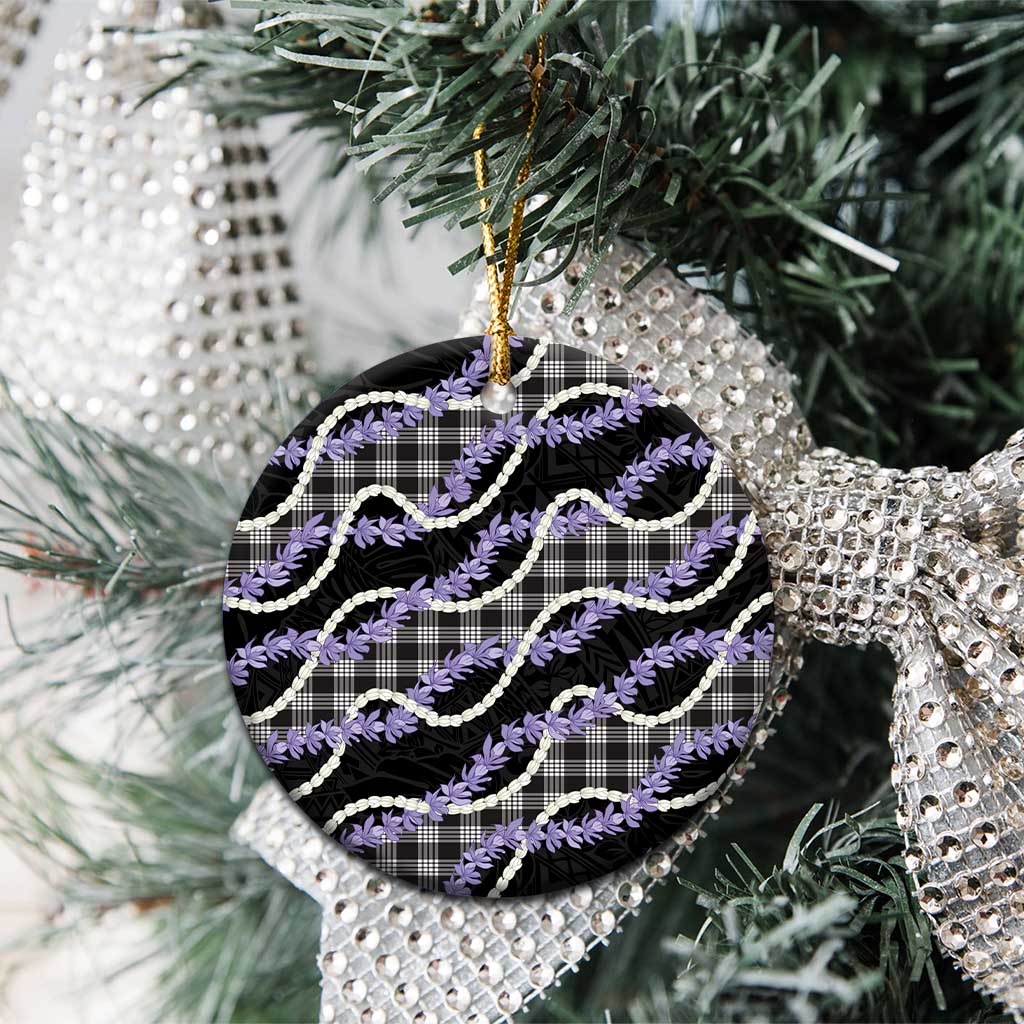 Black Hawaii Palaka Honohono Pikake Ceramic Ornament Hawaiian Orchid Lei Polynesian Pattern - Polynesian Pride