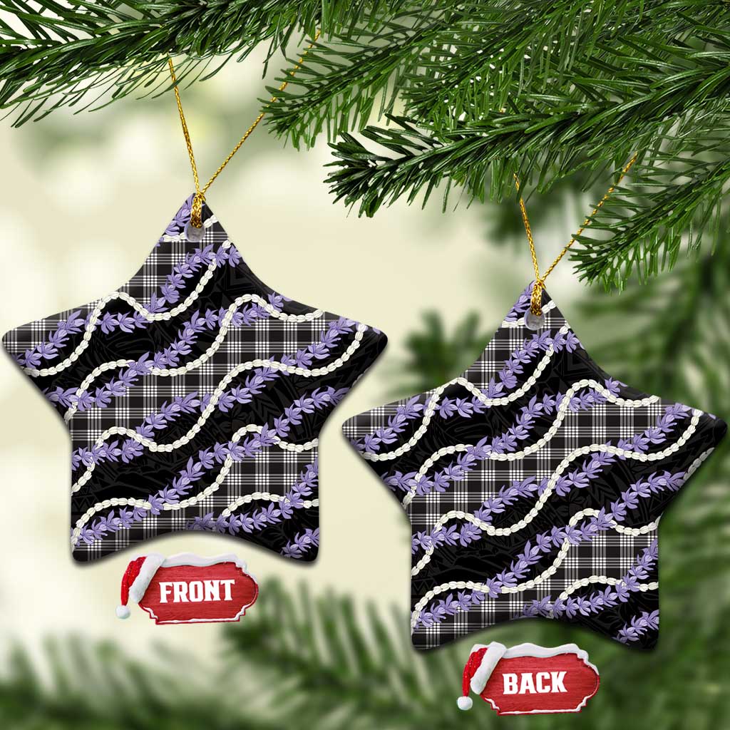 Black Hawaii Palaka Honohono Pikake Ceramic Ornament Hawaiian Orchid Lei Polynesian Pattern - Polynesian Pride