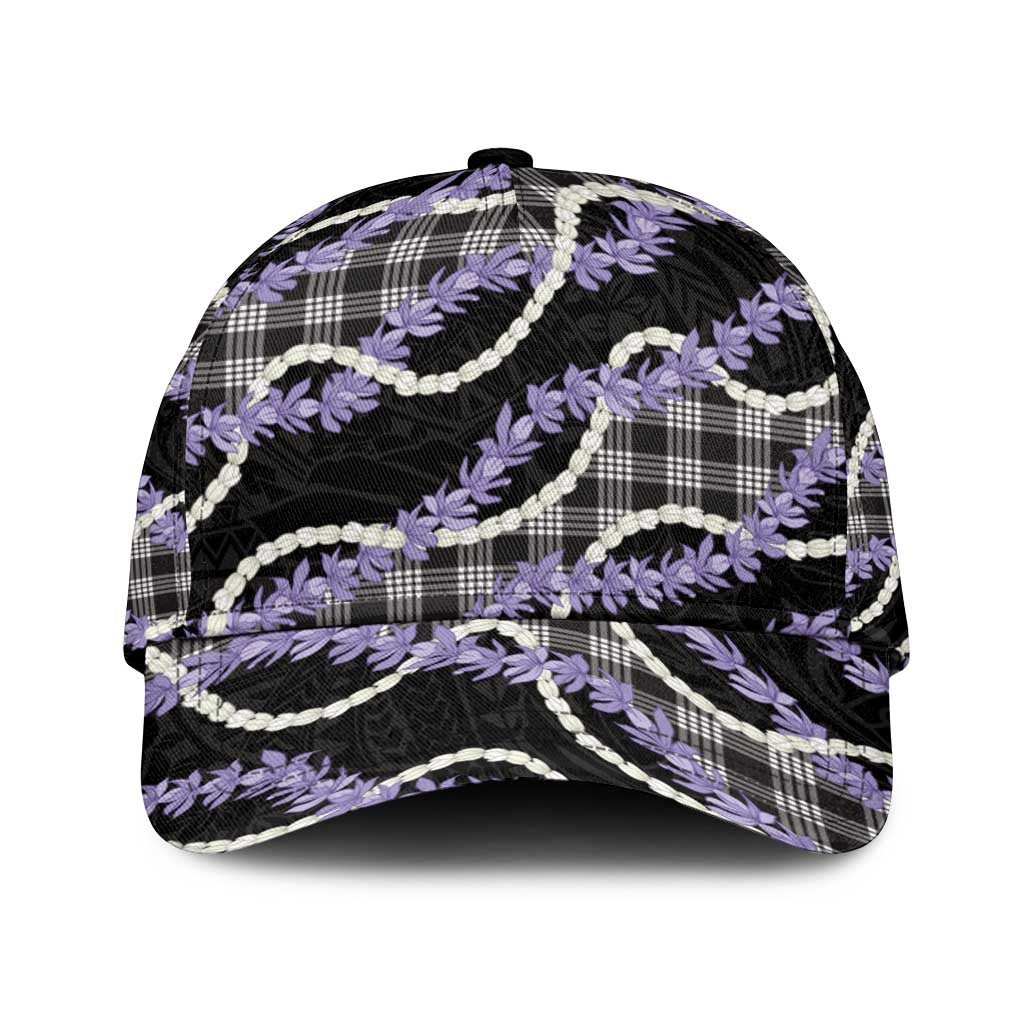 Black Hawaii Palaka Honohono Pikake Classic Cap Hawaiian Orchid Lei Polynesian Pattern - Polynesian Pride