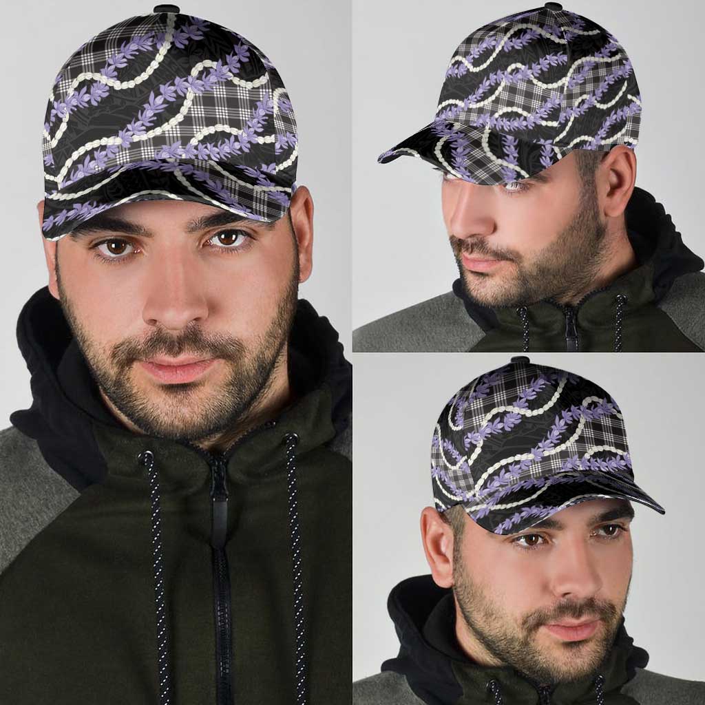 Black Hawaii Palaka Honohono Pikake Classic Cap Hawaiian Orchid Lei Polynesian Pattern - Polynesian Pride