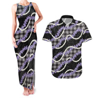 Black Hawaii Palaka Honohono Pikake Couples Matching Tank Maxi Dress and Hawaiian Shirt Hawaiian Orchid Lei Polynesian Pattern LT14 Black - Polynesian Pride