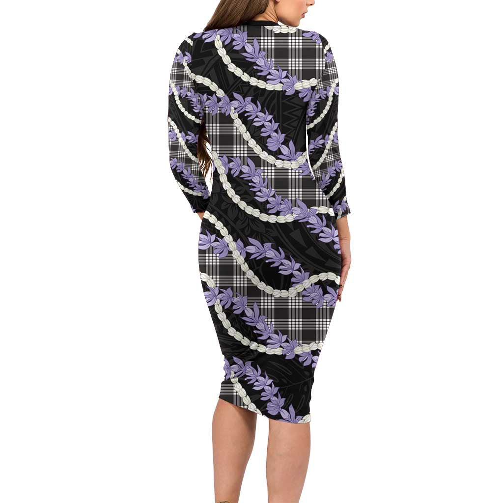 Black Hawaii Palaka Honohono Pikake Family Matching Long Sleeve Bodycon Dress and Hawaiian Shirt Hawaiian Orchid Lei Polynesian Pattern LT14 - Polynesian Pride