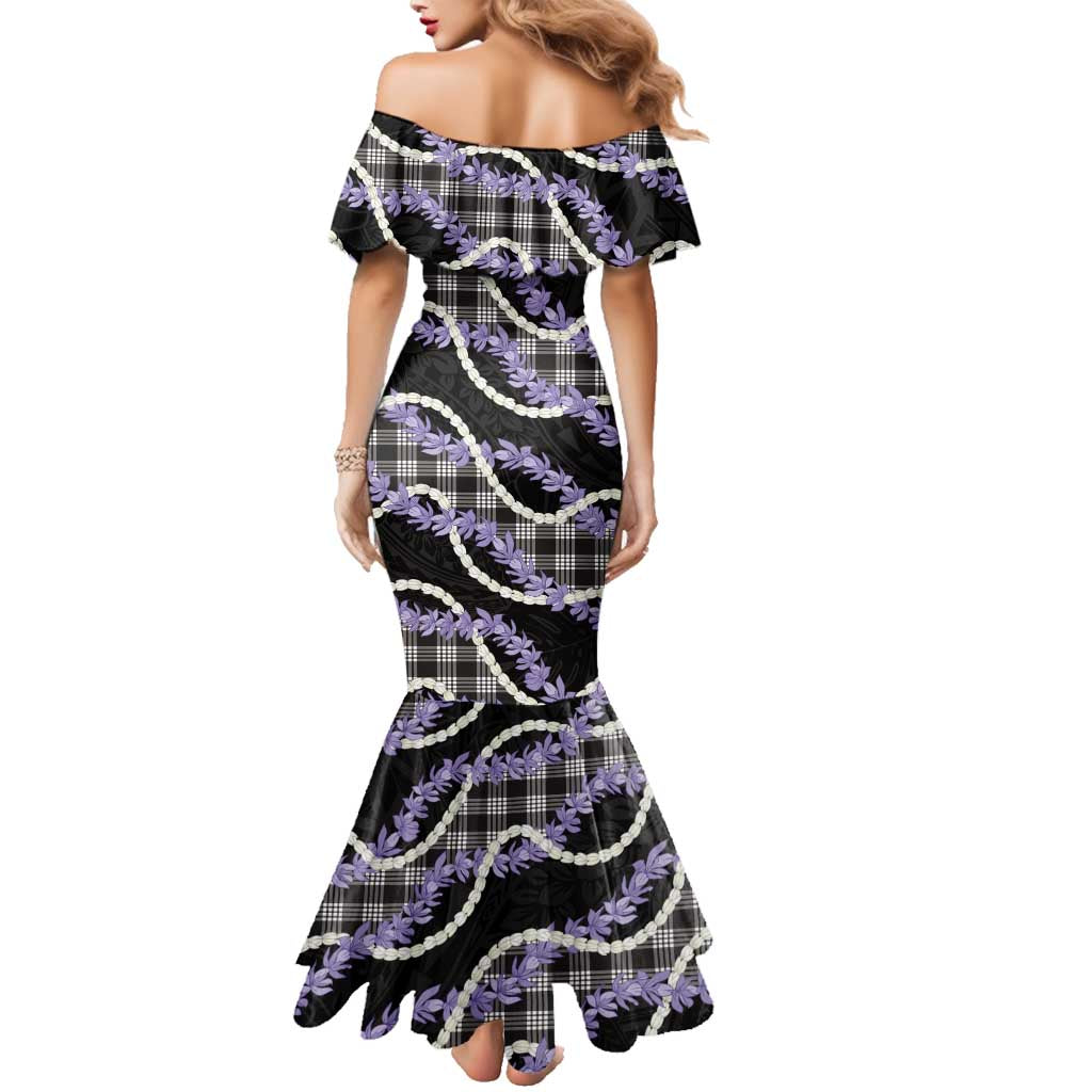 Black Hawaii Palaka Honohono Pikake Family Matching Mermaid Dress and Hawaiian Shirt Hawaiian Orchid Lei Polynesian Pattern LT14 - Polynesian Pride