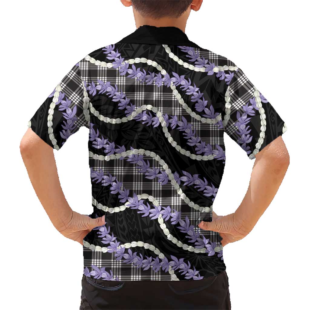 Black Hawaii Palaka Honohono Pikake Family Matching Off Shoulder Maxi Dress and Hawaiian Shirt Hawaiian Orchid Lei Polynesian Pattern LT14 - Polynesian Pride