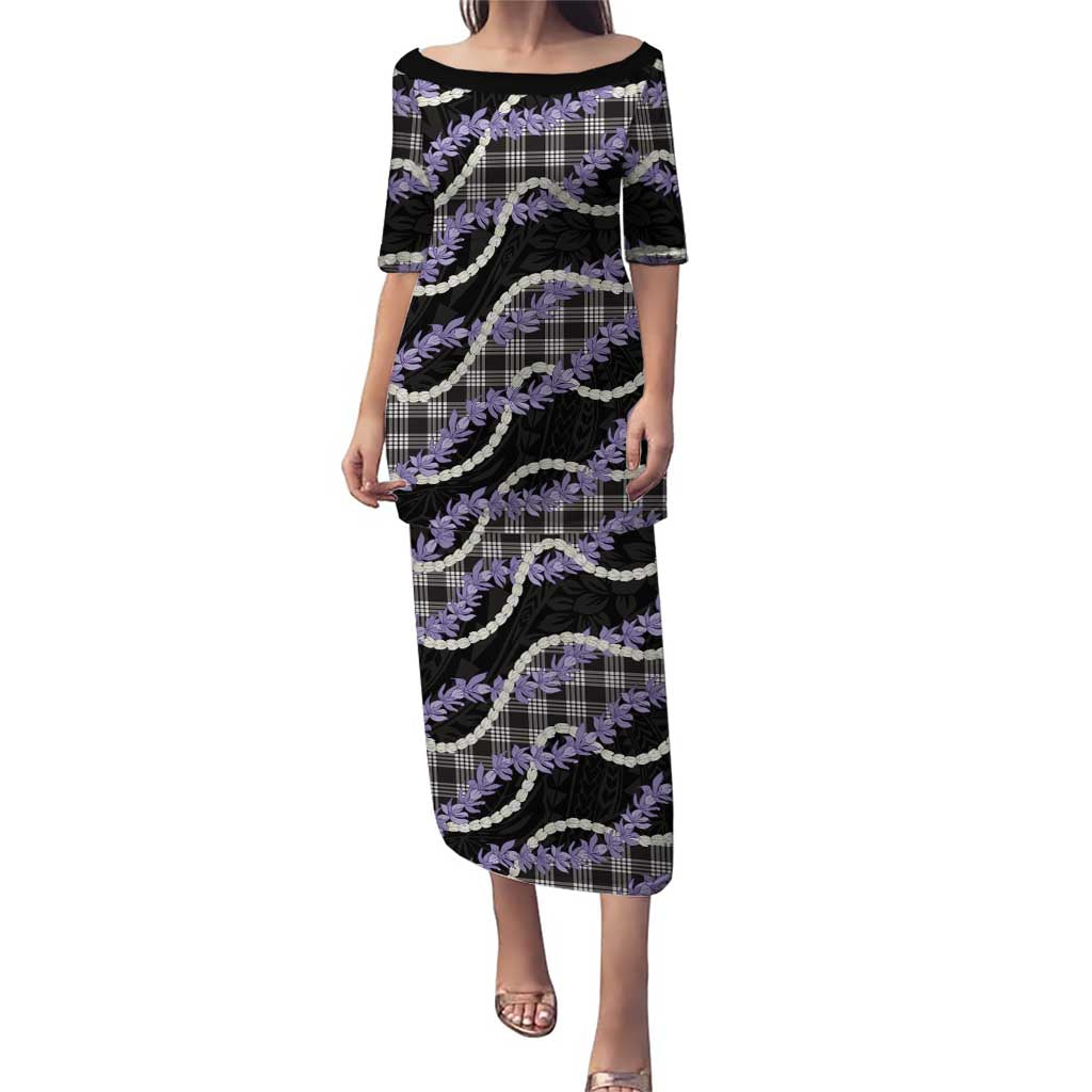 Black Hawaii Palaka Honohono Pikake Family Matching Puletasi and Hawaiian Shirt Hawaiian Orchid Lei Polynesian Pattern LT14 Black - Polynesian Pride