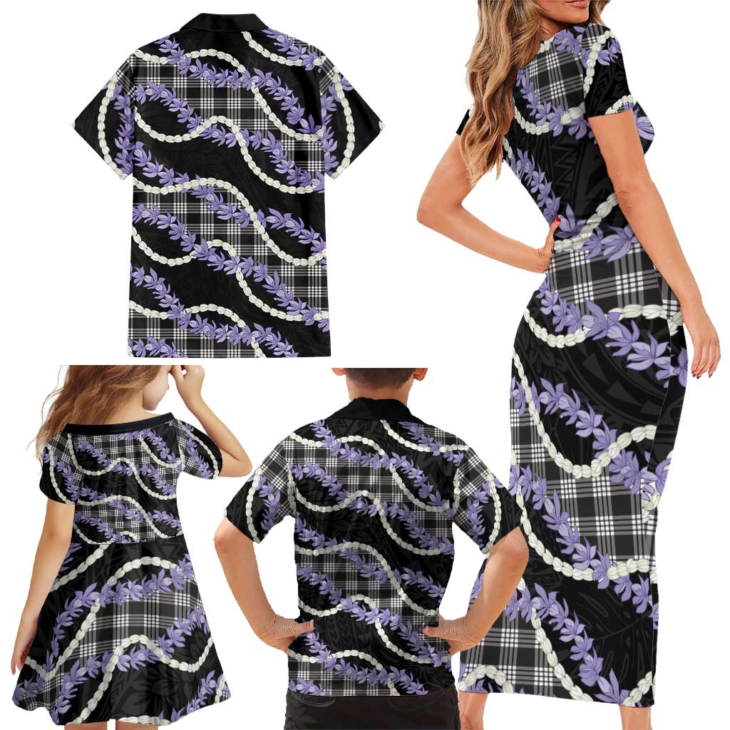 Black Hawaii Palaka Honohono Pikake Family Matching Short Sleeve Bodycon Dress and Hawaiian Shirt Hawaiian Orchid Lei Polynesian Pattern LT14 - Polynesian Pride