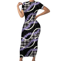 Black Hawaii Palaka Honohono Pikake Family Matching Short Sleeve Bodycon Dress and Hawaiian Shirt Hawaiian Orchid Lei Polynesian Pattern LT14 Black - Polynesian Pride
