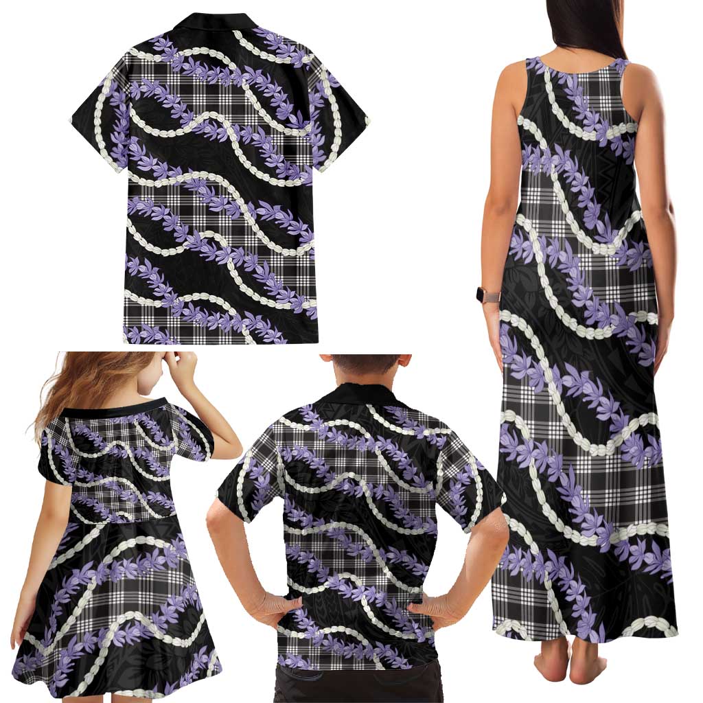 Black Hawaii Palaka Honohono Pikake Family Matching Tank Maxi Dress and Hawaiian Shirt Hawaiian Orchid Lei Polynesian Pattern LT14 - Polynesian Pride