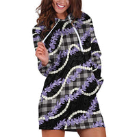 Black Hawaii Palaka Honohono Pikake Hoodie Dress Hawaiian Orchid Lei Polynesian Pattern LT14 Black - Polynesian Pride