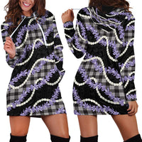 Black Hawaii Palaka Honohono Pikake Hoodie Dress Hawaiian Orchid Lei Polynesian Pattern LT14 - Polynesian Pride
