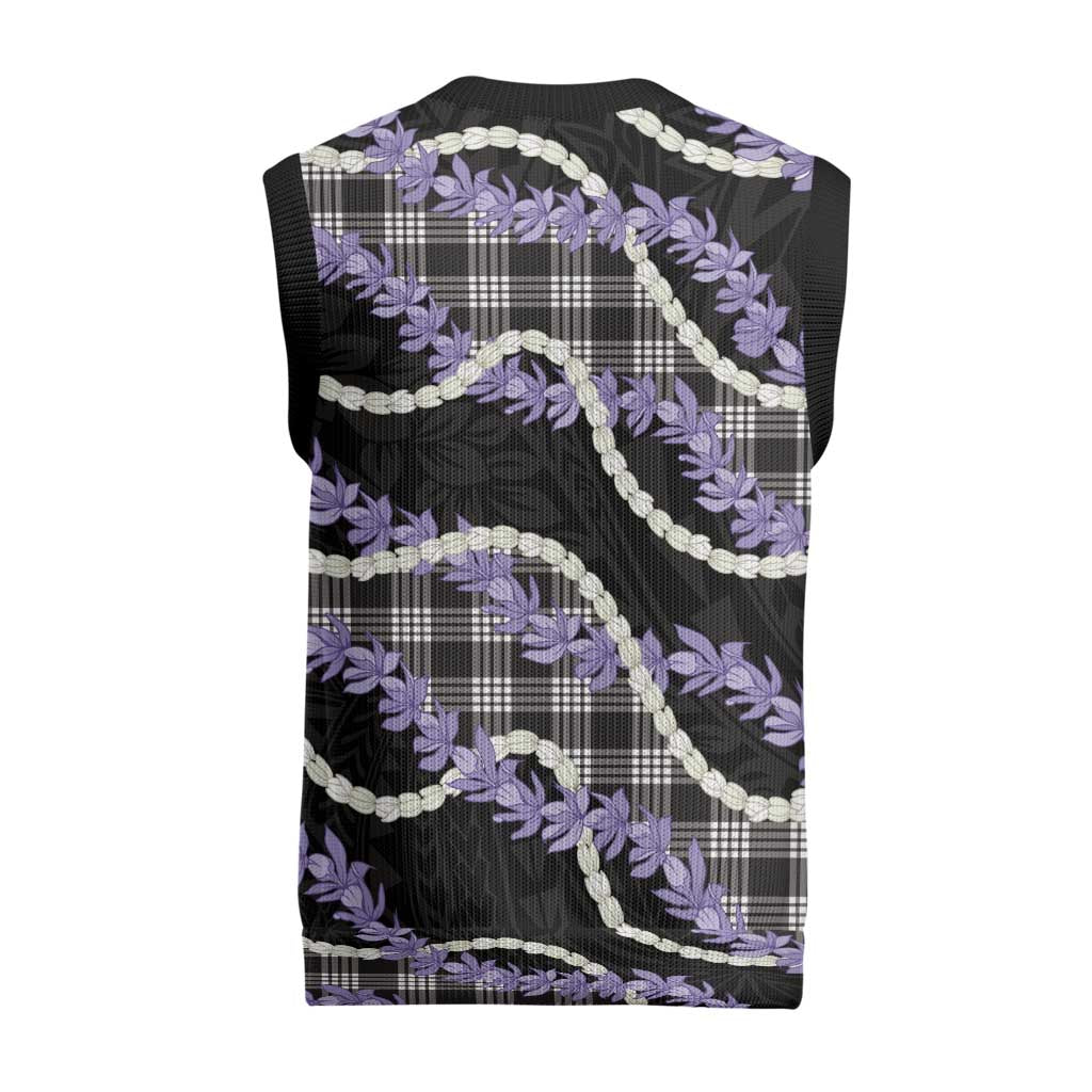 Black Hawaii Palaka Honohono Pikake Christmas Knitted V-Neck Vest Hawaiian Orchid Lei Polynesian Pattern LT14 - Polynesian Pride