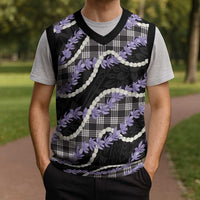 Black Hawaii Palaka Honohono Pikake Christmas Knitted V-Neck Vest Hawaiian Orchid Lei Polynesian Pattern LT14 - Polynesian Pride