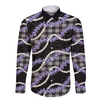 Black Hawaii Palaka Honohono Pikake Long Sleeve Button Shirt Hawaiian Orchid Lei Polynesian Pattern LT14 Unisex Black - Polynesian Pride