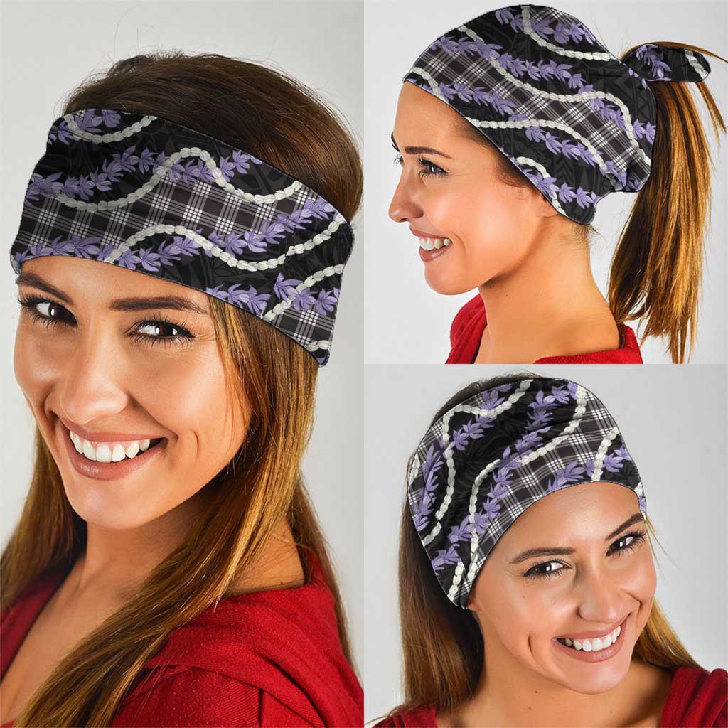Black Hawaii Palaka Honohono Pikake Neck Gaiter Hawaiian Orchid Lei Polynesian Pattern - Polynesian Pride