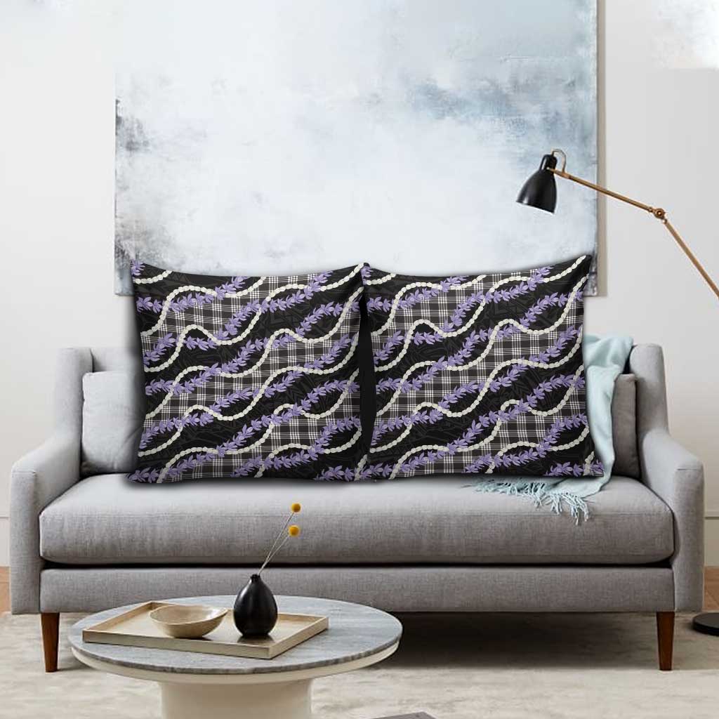 Black Hawaii Palaka Honohono Pikake Pillow Cover Hawaiian Orchid Lei Polynesian Pattern - Polynesian Pride
