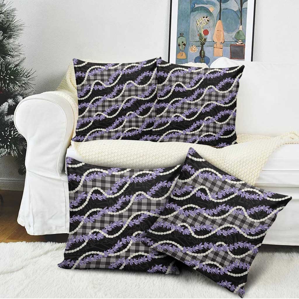 Black Hawaii Palaka Honohono Pikake Pillow Cover Hawaiian Orchid Lei Polynesian Pattern - Polynesian Pride