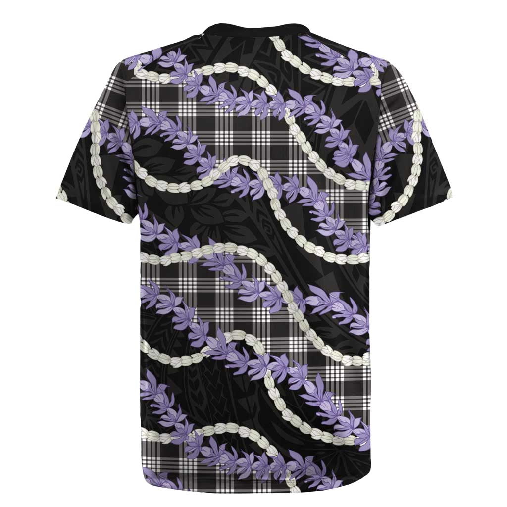 Black Hawaii Palaka Honohono Pikake Rugby Jersey Hawaiian Orchid Lei Polynesian Pattern - Polynesian Pride