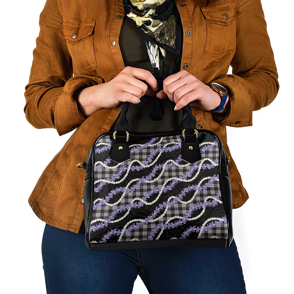 Black Hawaii Palaka Honohono Pikake Shoulder Handbag Hawaiian Orchid Lei Polynesian Pattern - Polynesian Pride