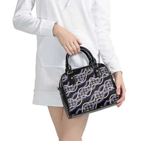 Black Hawaii Palaka Honohono Pikake Shoulder Handbag Hawaiian Orchid Lei Polynesian Pattern - Polynesian Pride