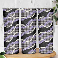 Black Hawaii Palaka Honohono Pikake Skinny Tumbler Hawaiian Orchid Lei Polynesian Pattern LT14 - Polynesian Pride