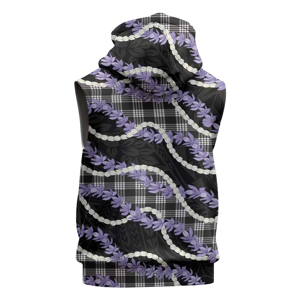 Black Hawaii Palaka Honohono Pikake Sleeveless Zip Hoodie Hawaiian Orchid Lei Polynesian Pattern LT14 - Polynesian Pride