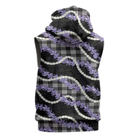 Black Hawaii Palaka Honohono Pikake Sleeveless Zip Hoodie Hawaiian Orchid Lei Polynesian Pattern LT14 - Polynesian Pride