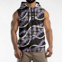 Black Hawaii Palaka Honohono Pikake Sleeveless Zip Hoodie Hawaiian Orchid Lei Polynesian Pattern LT14 - Polynesian Pride