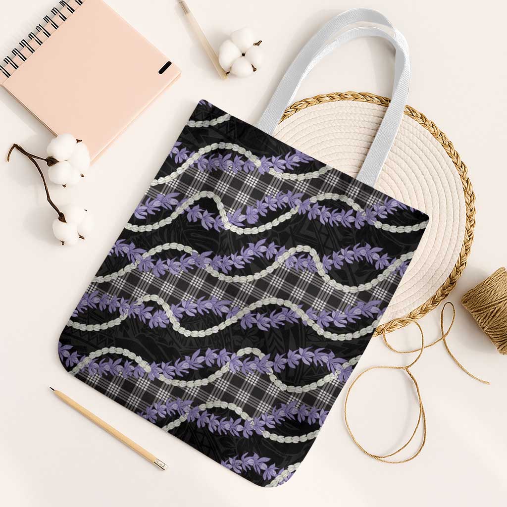 Black Hawaii Palaka Honohono Pikake Tote Bag Hawaiian Orchid Lei Polynesian Pattern - Polynesian Pride