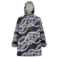 Black Hawaii Palaka Honohono Pikake Wearable Blanket Hoodie Hawaiian Orchid Lei Polynesian Pattern LT14 One Size Black - Polynesian Pride
